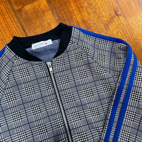 Zip Houndstooth Girls Jacket Size 7 - Picture 1 of 5